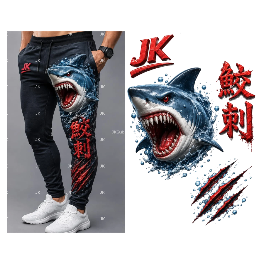 Diseño Digital JK Tiburón Japonés para Pantalón de Hombre