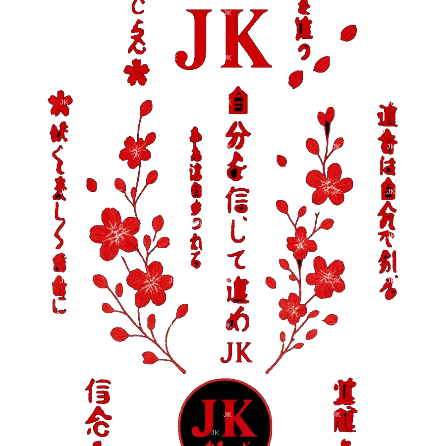 Diseño Digital JK Japonés con Flores – para Camisa o Pantalón