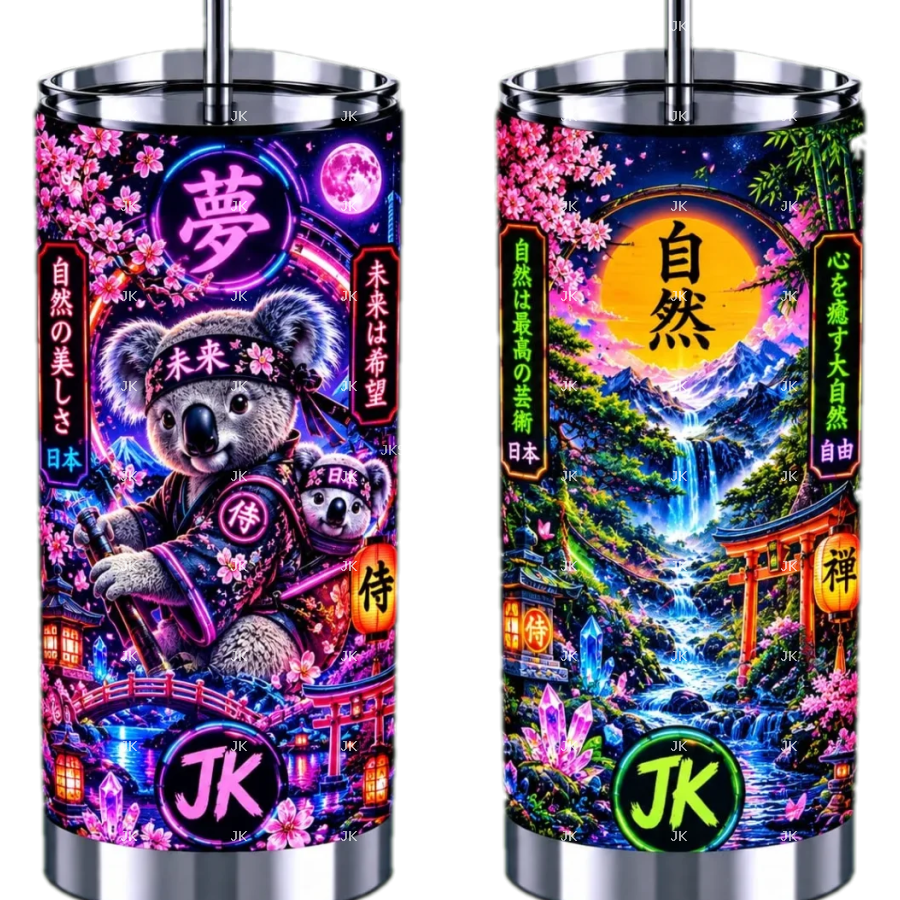 Pack de 2 Diseños Digitales Japoneses para Vaso Skinny 30 oz | PNG 300 DPI | Sublimación